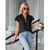 imageBlooming Jelly Womens Dressy Casual Blouses V Neck Ruffle Short Sleeve Dress Shirts Business Casual Pleat 2025 TopsBlack