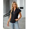 imageBlooming Jelly Womens Dressy Casual Blouses V Neck Ruffle Short Sleeve Dress Shirts Business Casual Pleat 2025 TopsBlack
