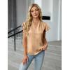 imageBlooming Jelly Womens Dressy Casual Blouses V Neck Ruffle Short Sleeve Dress Shirts Business Casual Pleat 2025 TopsCamel