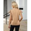 imageBlooming Jelly Womens Dressy Casual Blouses V Neck Ruffle Short Sleeve Dress Shirts Business Casual Pleat 2025 TopsCamel