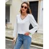 imageBlooming Jelly Womens Dressy Casual Long Sleeve Top V Neck Work Blouse Scalloped Business Shirts Fall Clothes 2024White