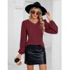 imageBlooming Jelly Womens Dressy Casual Long Sleeve Top V Neck Work Blouse Scalloped Business Shirts Fall Clothes 2024Wine Red