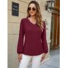 imageBlooming Jelly Womens Dressy Casual Long Sleeve Top V Neck Work Blouse Scalloped Business Shirts Fall Clothes 2024Wine Red