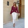 imageBlooming Jelly Womens Dressy Casual Long Sleeve Top V Neck Work Blouse Scalloped Business Shirts Fall Clothes 2024Wine Red