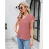 imageBlooming Jelly Womens Dressy Casual Shirts Short Sleeve V Neck Work Blouse Business Casual Summer Tops 2025Bean Paste Red