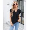 imageBlooming Jelly Womens Dressy Casual Shirts Short Sleeve V Neck Work Blouse Business Casual Summer Tops 2025Black