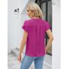 imageBlooming Jelly Womens Dressy Casual Shirts Short Sleeve V Neck Work Blouse Business Casual Summer Tops 2025Fluorescent Red