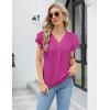 imageBlooming Jelly Womens Dressy Casual Shirts Short Sleeve V Neck Work Blouse Business Casual Summer Tops 2025Fluorescent Red