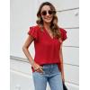 imageBlooming Jelly Womens Dressy Casual Shirts Short Sleeve V Neck Work Blouse Business Casual Summer Tops 2025Red