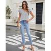 imageBlooming Jelly Womens Dressy Casual Shirts Short Sleeve V Neck Work Blouse Business Casual Summer Tops 2025White Stripe