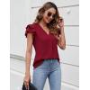 imageBlooming Jelly Womens Dressy Casual Shirts Short Sleeve V Neck Work Blouse Business Casual Summer Tops 2025Wine Red