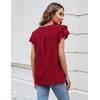 imageBlooming Jelly Womens Dressy Casual Shirts Short Sleeve V Neck Work Blouse Business Casual Summer Tops 2025Wine Red
