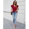 imageBlooming Jelly Womens Dressy Casual Shirts Short Sleeve V Neck Work Blouse Business Casual Summer Tops 2025Wine Red