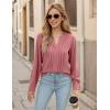 imageBlooming Jelly Womens Dressy Casual Tops Business Long Sleeve Shirts Pleated Fall Work Blouse 2024Pink