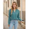 imageBlooming Jelly Womens Dressy Casual Tops Business Long Sleeve Shirts Pleated Fall Work Blouse 2024Turquoise