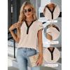 imageBlooming Jelly Womens Dressy Casual Tops Business Work Blouses White Button Down Shirts Cap Sleeve V Neck TshirtApricot With Black