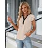imageBlooming Jelly Womens Dressy Casual Tops Business Work Blouses White Button Down Shirts Cap Sleeve V Neck TshirtApricot With Black