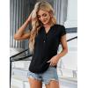 imageBlooming Jelly Womens Dressy Casual Tops Business Work Blouses White Button Down Shirts Cap Sleeve V Neck TshirtBlack