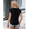imageBlooming Jelly Womens Dressy Casual Tops Business Work Blouses White Button Down Shirts Cap Sleeve V Neck TshirtBlack