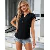 imageBlooming Jelly Womens Dressy Casual Tops Business Work Blouses White Button Down Shirts Cap Sleeve V Neck TshirtBlack