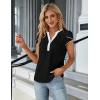imageBlooming Jelly Womens Dressy Casual Tops Business Work Blouses White Button Down Shirts Cap Sleeve V Neck TshirtBlack With White
