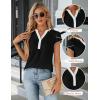 imageBlooming Jelly Womens Dressy Casual Tops Business Work Blouses White Button Down Shirts Cap Sleeve V Neck TshirtBlack With White