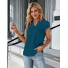 imageBlooming Jelly Womens Dressy Casual Tops Business Work Blouses White Button Down Shirts Cap Sleeve V Neck TshirtBlue01