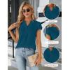 imageBlooming Jelly Womens Dressy Casual Tops Business Work Blouses White Button Down Shirts Cap Sleeve V Neck TshirtBlue01