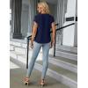 imageBlooming Jelly Womens Dressy Casual Tops Business Work Blouses White Button Down Shirts Cap Sleeve V Neck TshirtDark Blue