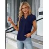 imageBlooming Jelly Womens Dressy Casual Tops Business Work Blouses White Button Down Shirts Cap Sleeve V Neck TshirtDark Blue