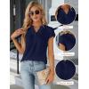 imageBlooming Jelly Womens Dressy Casual Tops Business Work Blouses White Button Down Shirts Cap Sleeve V Neck TshirtDark Blue