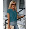 imageBlooming Jelly Womens Dressy Casual Tops Business Work Blouses White Button Down Shirts Cap Sleeve V Neck TshirtDark Cyan