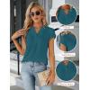 imageBlooming Jelly Womens Dressy Casual Tops Business Work Blouses White Button Down Shirts Cap Sleeve V Neck TshirtDark Cyan