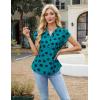 imageBlooming Jelly Womens Dressy Casual Tops Business Work Blouses White Button Down Shirts Cap Sleeve V Neck TshirtDark Cyan Floral