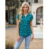 imageBlooming Jelly Womens Dressy Casual Tops Business Work Blouses White Button Down Shirts Cap Sleeve V Neck TshirtDark Cyan Floral