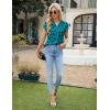 imageBlooming Jelly Womens Dressy Casual Tops Business Work Blouses White Button Down Shirts Cap Sleeve V Neck TshirtDark Cyan Floral