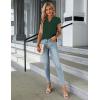 imageBlooming Jelly Womens Dressy Casual Tops Business Work Blouses White Button Down Shirts Cap Sleeve V Neck TshirtDark Green