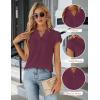 imageBlooming Jelly Womens Dressy Casual Tops Business Work Blouses White Button Down Shirts Cap Sleeve V Neck TshirtDark Reddish Purple
