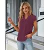imageBlooming Jelly Womens Dressy Casual Tops Business Work Blouses White Button Down Shirts Cap Sleeve V Neck TshirtDark Reddish Purple