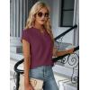 imageBlooming Jelly Womens Dressy Casual Tops Business Work Blouses White Button Down Shirts Cap Sleeve V Neck TshirtDark Reddish Purple