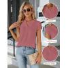 imageBlooming Jelly Womens Dressy Casual Tops Business Work Blouses White Button Down Shirts Cap Sleeve V Neck TshirtDusty Pink