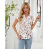 imageBlooming Jelly Womens Dressy Casual Tops Business Work Blouses White Button Down Shirts Cap Sleeve V Neck TshirtFloral Beige