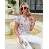 imageBlooming Jelly Womens Dressy Casual Tops Business Work Blouses White Button Down Shirts Cap Sleeve V Neck TshirtFloral Light Khaki