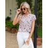 imageBlooming Jelly Womens Dressy Casual Tops Business Work Blouses White Button Down Shirts Cap Sleeve V Neck TshirtFloral Light Khaki