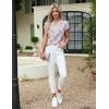 imageBlooming Jelly Womens Dressy Casual Tops Business Work Blouses White Button Down Shirts Cap Sleeve V Neck TshirtFloral Light Khaki