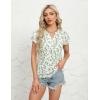 imageBlooming Jelly Womens Dressy Casual Tops Business Work Blouses White Button Down Shirts Cap Sleeve V Neck TshirtGreen Leaves