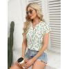 imageBlooming Jelly Womens Dressy Casual Tops Business Work Blouses White Button Down Shirts Cap Sleeve V Neck TshirtGreen Leaves