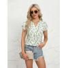 imageBlooming Jelly Womens Dressy Casual Tops Business Work Blouses White Button Down Shirts Cap Sleeve V Neck TshirtGreen Leaves