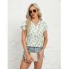 imageBlooming Jelly Womens Dressy Casual Tops Business Work Blouses White Button Down Shirts Cap Sleeve V Neck TshirtGreen Leaves
