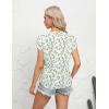 imageBlooming Jelly Womens Dressy Casual Tops Business Work Blouses White Button Down Shirts Cap Sleeve V Neck TshirtGreen Leaves